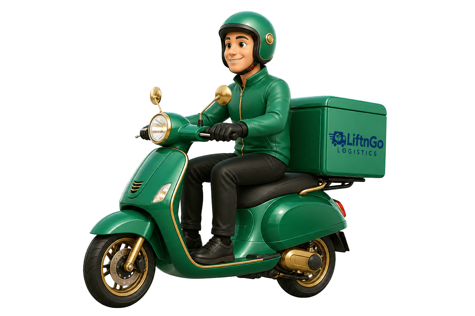 LiftnGo delivery rider on a green scooter in Jaipur