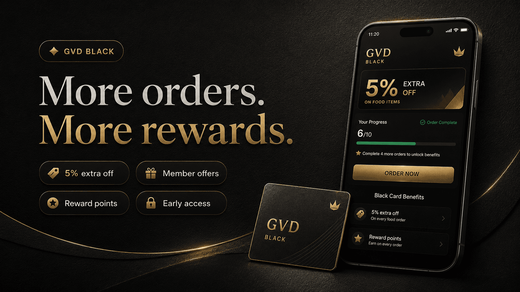 GVD Black rewards membership with extra discounts, member offers, reward points, and early access